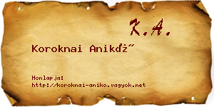 Koroknai Anikó névjegykártya